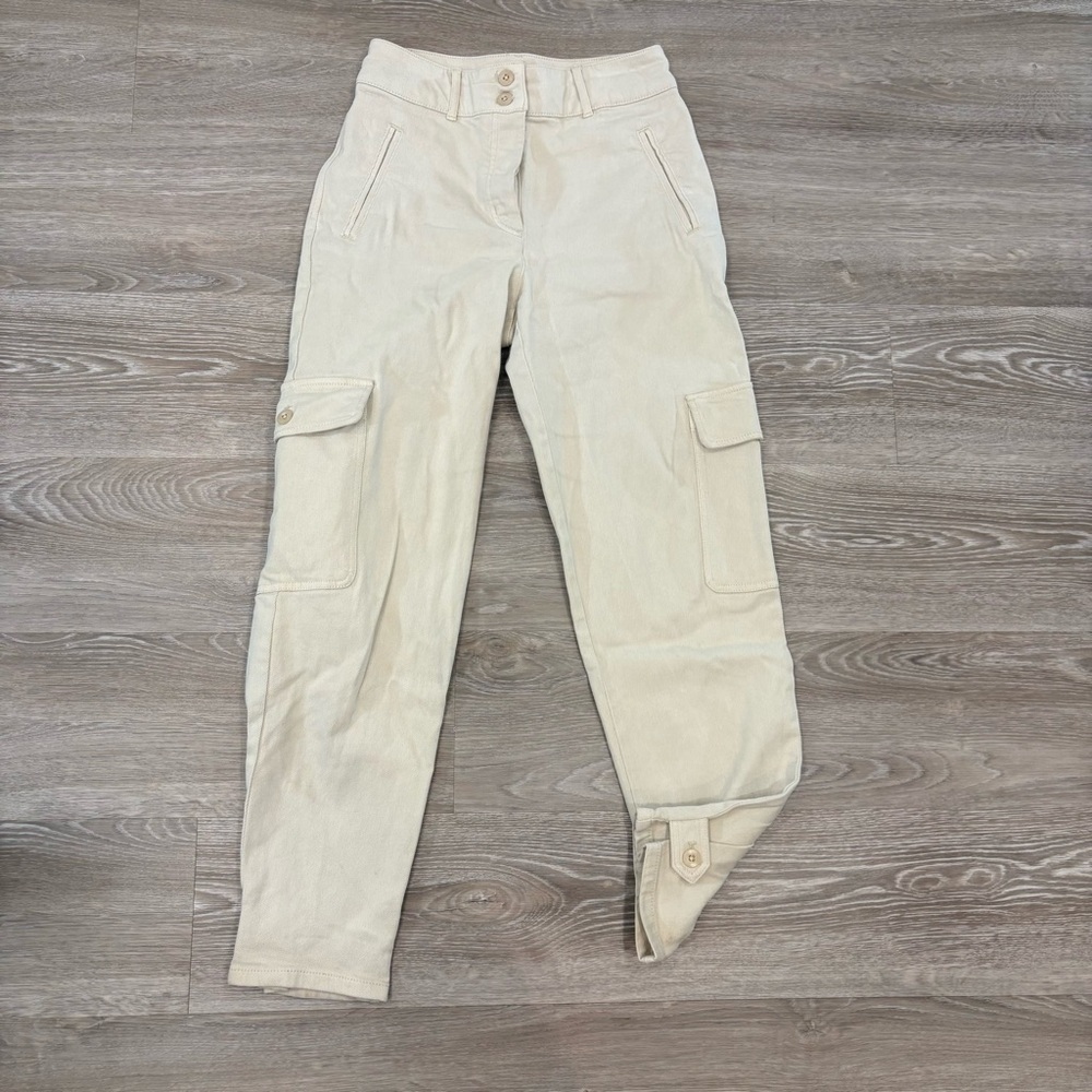 Aritzia Wilfred Denim Stretchy Beige Cargo Pants sz 4 - Picture 2 of 10